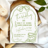 Moderne, von Hand gezogene Bugs GREEN Retrohochzei Einladung