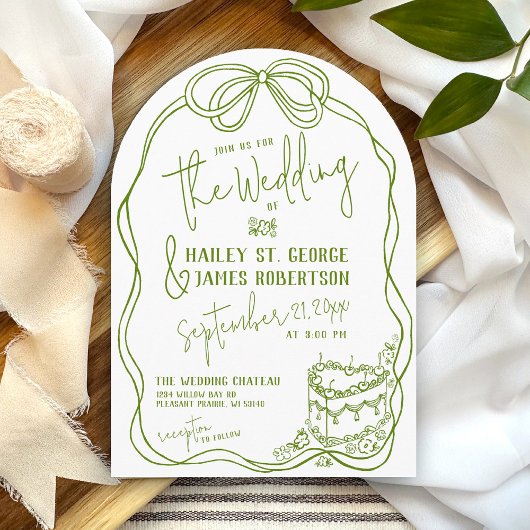 Moderne, von Hand gezogene Bugs GREEN Retrohochzei Einladung