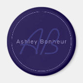 Moderne Vor- und Nachname mit Monogramm Magnet (Vorne)
