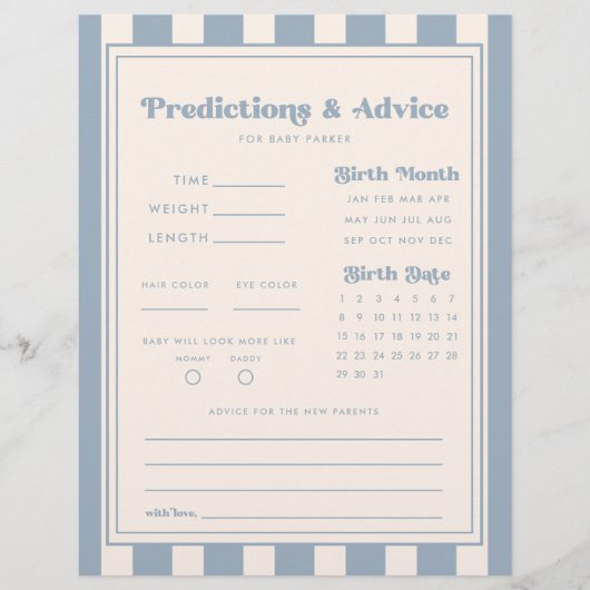 Moderne Vorhersagen/Tipps Blaue Streifen-Baby-Part (Vorderseite)