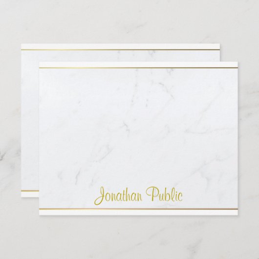 Moderne Vorlage Elegante Gold Hand Script Flat (Vorne/Hinten)