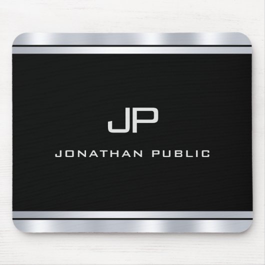 Moderne Vorlage für das Metallic Silver Look Monog Mousepad (Vorne)