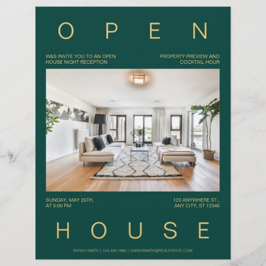 Moderne Vorlage für das Real Anwesen Open House Flyer (Vorne)