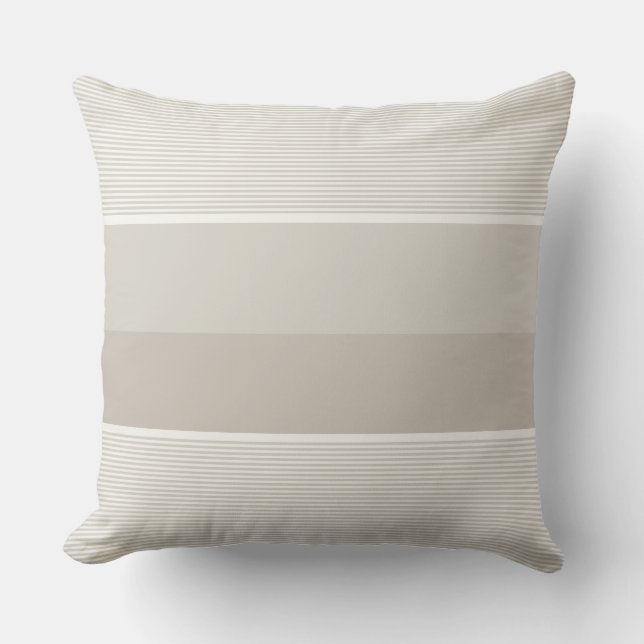 Moderne Vorlage Trendy Elegant Beige weiße Streife Kissen (Vorderseite)