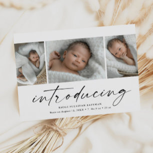 Moderne Vorstellung Baby Foto Collage Dankeskarte