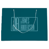 Moderne Vorstellungen und Name | Dunkel Aquamarin Große Geschenktüte (Vorderseite)