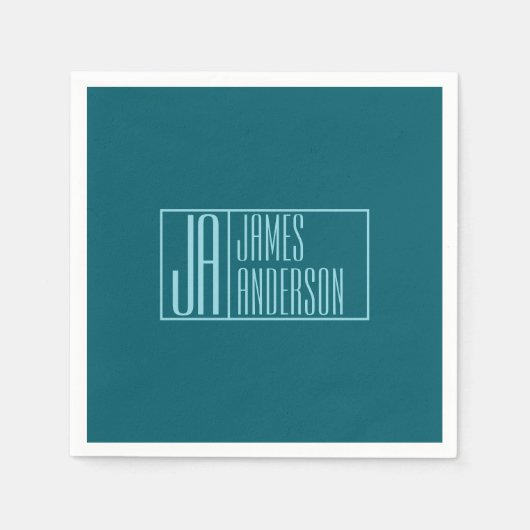 Moderne Vorstellungen und Name | Dunkel Aquamarin Serviette (Vorderseite)