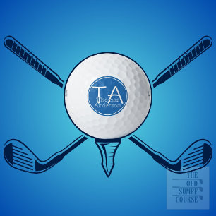 Moderne Vorstellungen und Name in Weiß und Blau Golfball
