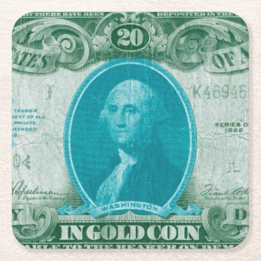 Moderne Währung V Rechteckiger Pappuntersetzer (Vorderseite)