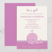 Moderne Wal-Babyparty-Einladung - Mädchen Einladung (Vorne/Hinten)