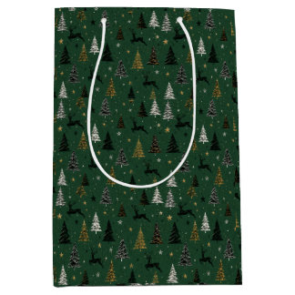Moderne Wald-Rentier-Weihnachtsmuster Mittlere Geschenktüte