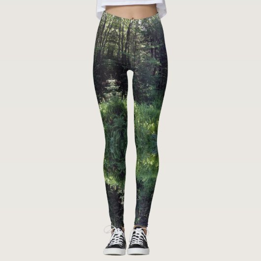 Moderne Waldgrün-Bäume Frauen Leggings (Vorderseite)