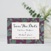 Moderne Waldgrün-Bordeaux-Goldkaktus Save The Date (Stehend Vorderseite)