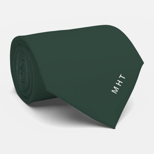 Moderne Waldgrüne Initialen Minimalistisches Monog Krawatte (Gerollt)
