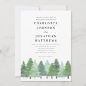 Moderne Waldlandschaft QR Code Winterhochzeit Einladung (Vorderseite)