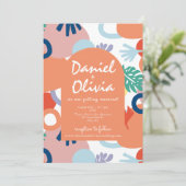 Moderne Waldpattern Swatch mit Foto Hochzeit Einladung (Stehend Vorderseite)