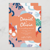 Moderne Waldpattern Swatch mit Foto Hochzeit Einladung (Vorne/Hinten)