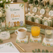 Moderne Waldtier-Babyparty Glasuntersetzer