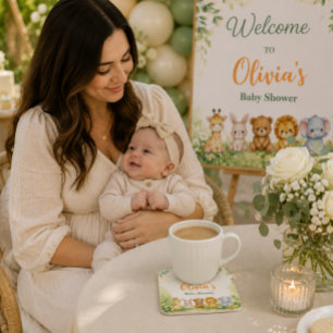 Moderne Waldtier-Babyparty Glasuntersetzer
