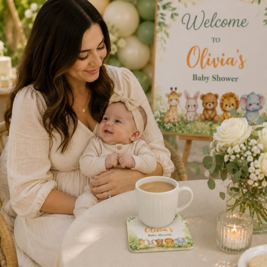 Moderne Waldtier-Babyparty Glasuntersetzer