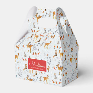 Moderne Waldtiere Blau & Rot Tiere Hirsch Weihnach Geschenkschachtel