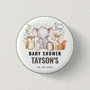 Moderne Waldtiere Wald Junge Baby Shower Button