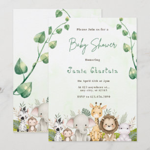 Moderne Waldtiere Wald Junge Baby Shower Einladung