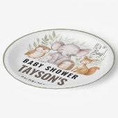 Moderne Waldtiere Wald Junge Baby Shower Pappteller (Schrägansicht)