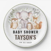 Moderne Waldtiere Wald Junge Baby Shower Pappteller (Vorderseite)