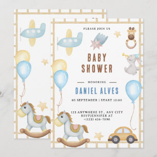 Moderne Waldtiere Wald Junge Babyparty Einladung