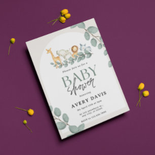Moderne Waldtiere Wald Junge Babyparty-Einladung Einladung