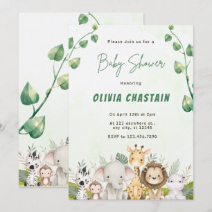 Moderne Waldtiere Wald Mädchen Baby Shower Einladung