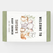Moderne Waldtiere Waldjunge Baby Shower Banner (Horizontal)