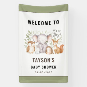 Moderne Waldtiere Waldjunge Baby Shower Banner