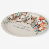 Moderne Waldtiere Waldsäulendusche Pappteller (Schrägansicht)