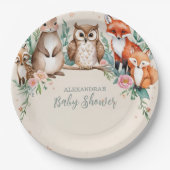 Moderne Waldtiere Waldsäulendusche Pappteller (Vorderseite)