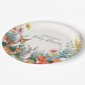 Moderne Waldtiere Waldsäulendusche Pappteller (Schrägansicht)