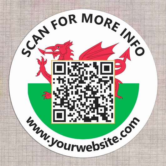 Moderne Wales QR-Code-Sticker, walisische Flagge Runder Aufkleber