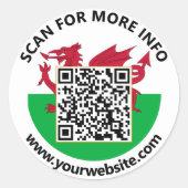 Moderne Wales QR-Code-Sticker, walisische Flagge Runder Aufkleber (Vorderseite)