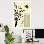 Moderne Wall Art, grüner Schirm Poster (Heimbüro)