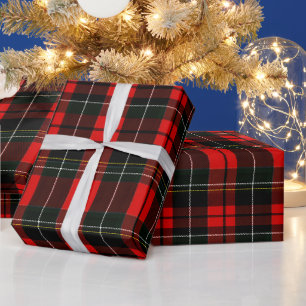 Moderne Wallace-Rot-Schottisches-Tartan-Karo-Muste Geschenkpapier
