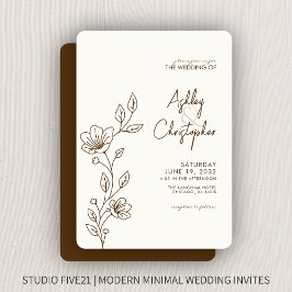 Moderne Walnussbraun-Foliage-Kontur Einladung