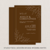 Moderne Walnussbraun-Foliage-Kontur Einladung