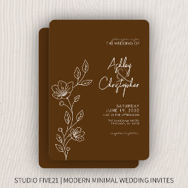 Moderne Walnussbraun-Foliage-Kontur Einladung