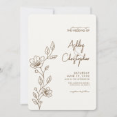 Moderne Walnut Brown Foliage Kontur Foto Hochzeit Einladung (Vorderseite)