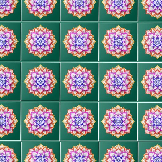 Moderne Wanddekoration der Blume | Floral Emerald  Fliese