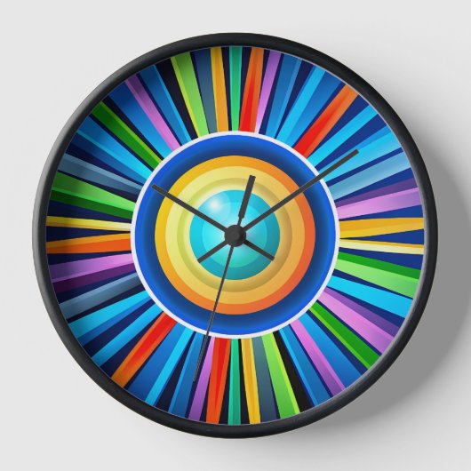 Moderne Wanduhr mit pulsierender Radialbogensonne (Vorderseite)