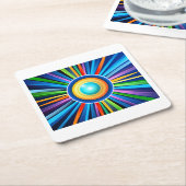 Moderne Wanduhr mit pulsierender Radialbogensonne Rechteckiger Pappuntersetzer (angewinkelt)