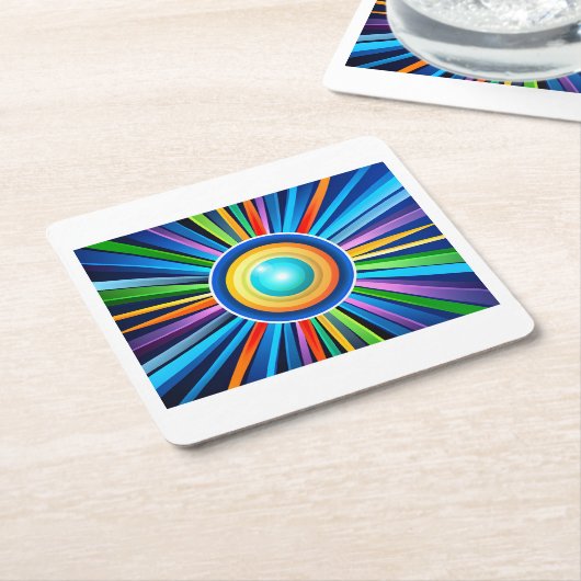 Moderne Wanduhr mit pulsierender Radialbogensonne Rechteckiger Pappuntersetzer (angewinkelt)