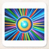 Moderne Wanduhr mit pulsierender Radialbogensonne Rechteckiger Pappuntersetzer (Vorderseite)